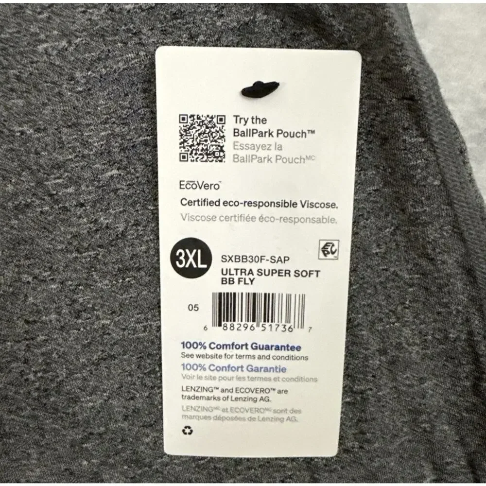 SAXX Boxer Brief Mens 3XL Gray Ultra Super Soft BallPark Pouch Fly NWT